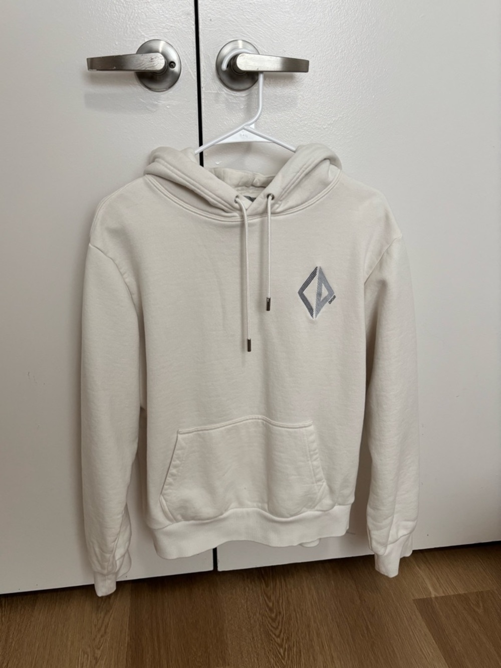 Dior Men CD Diamond Logo White Hooded Sweatshirt Size M 100% Cotton